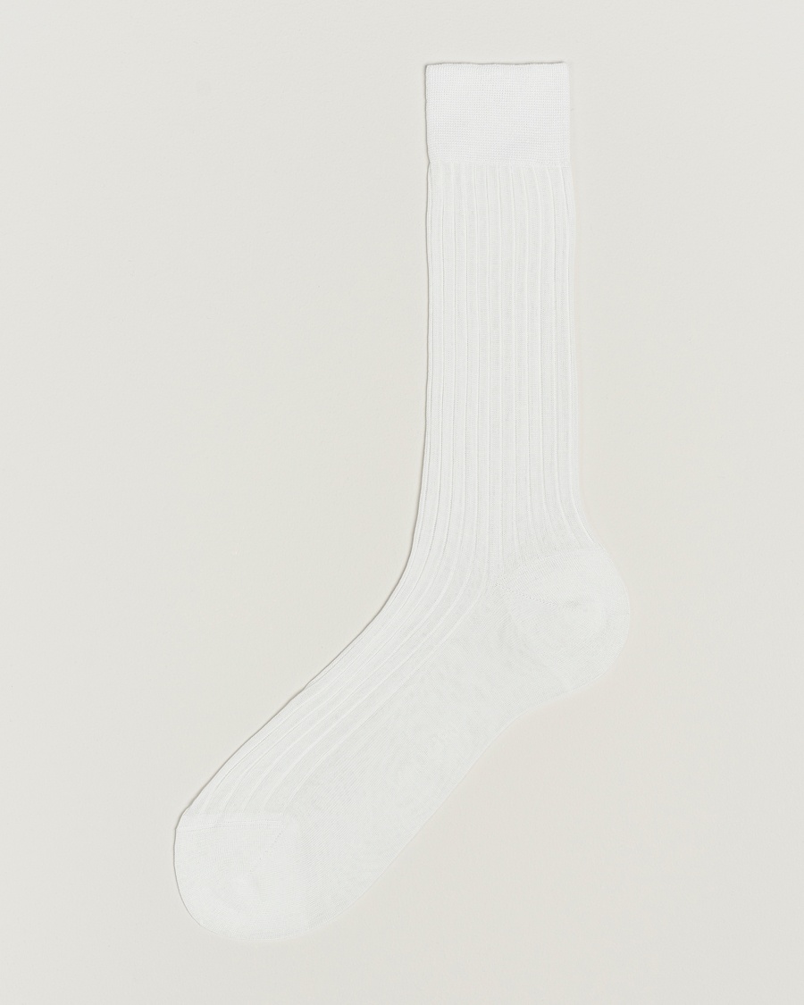 Bresciani Cotton Ribbed Short Socks White – White