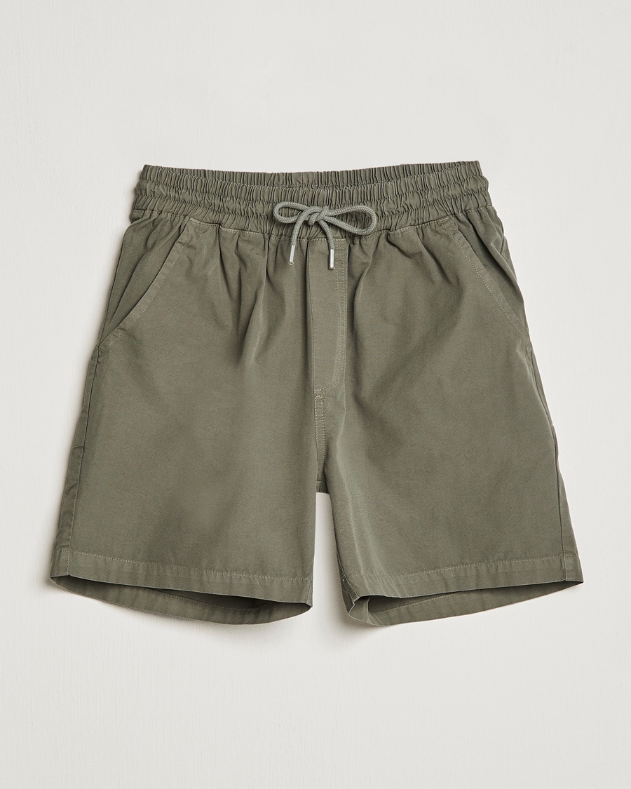 Men | Drawstring Shorts | Colorful Standard | Classic Organic Twill Drawstring Shorts Dusty Olive
