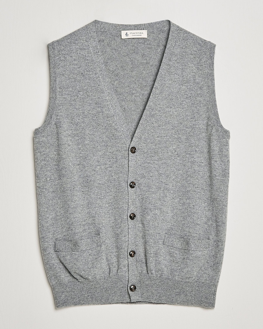 Piacenza Cashmere Cashmere Sleeveless Cardigan Light Grey – Grey