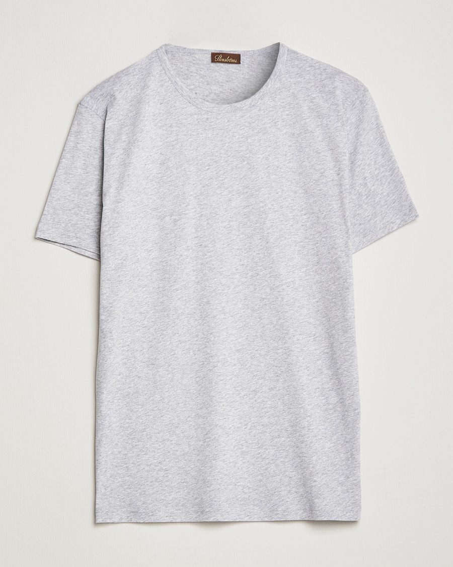 Stenströms Solid Cotton T-Shirt Grey Melange – Grey