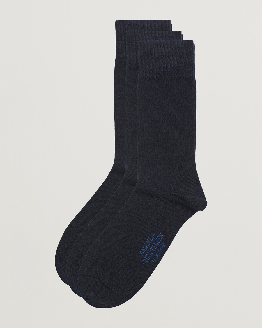 Amanda Christensen 3-Pack True Cotton Socks Dark Navy – Blue