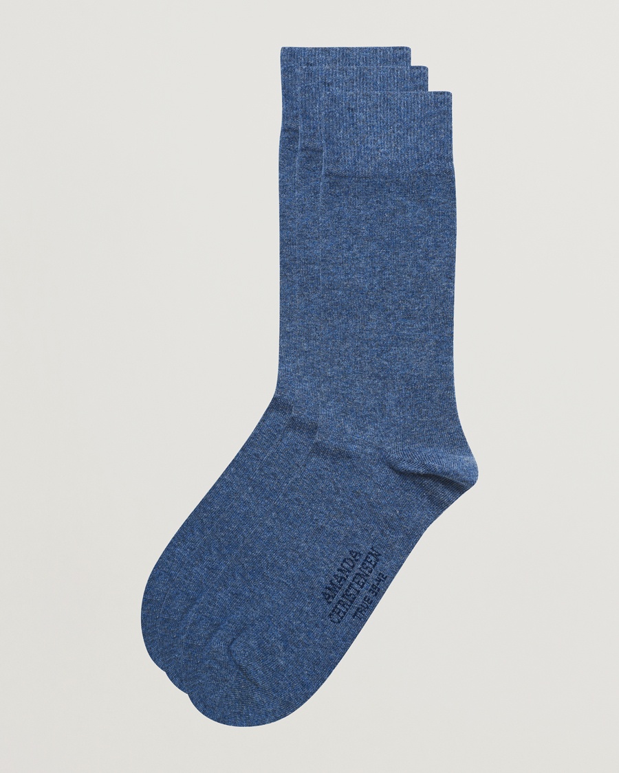 Amanda Christensen 3-Pack True Cotton Socks Denim Blue – Blue