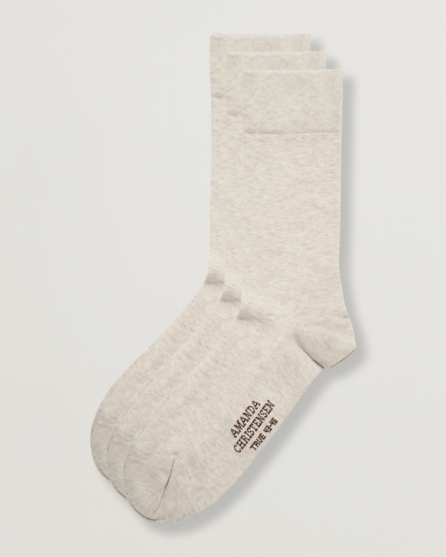 Men | Everyday Socks | Amanda Christensen | 3-Pack True Cotton Socks Sand Melange