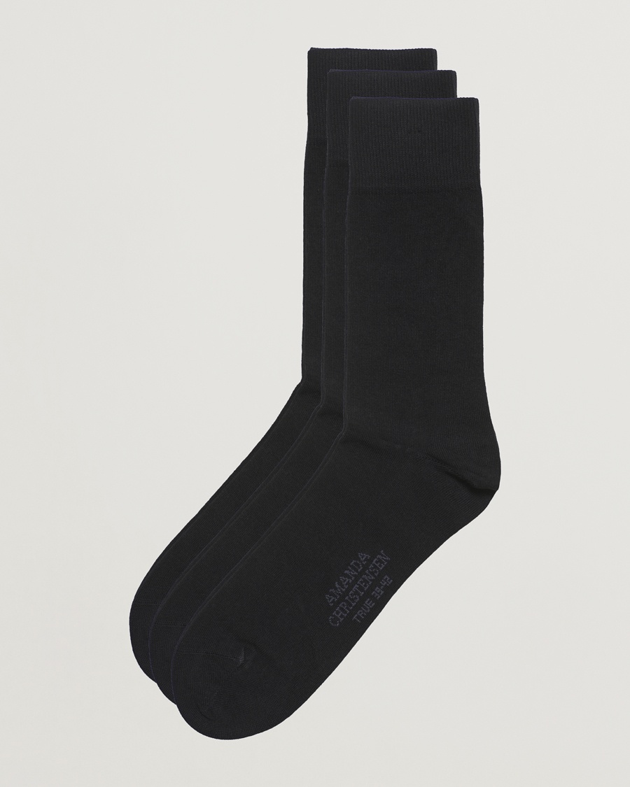 Amanda Christensen 3-Pack True Cotton Socks Black – Black