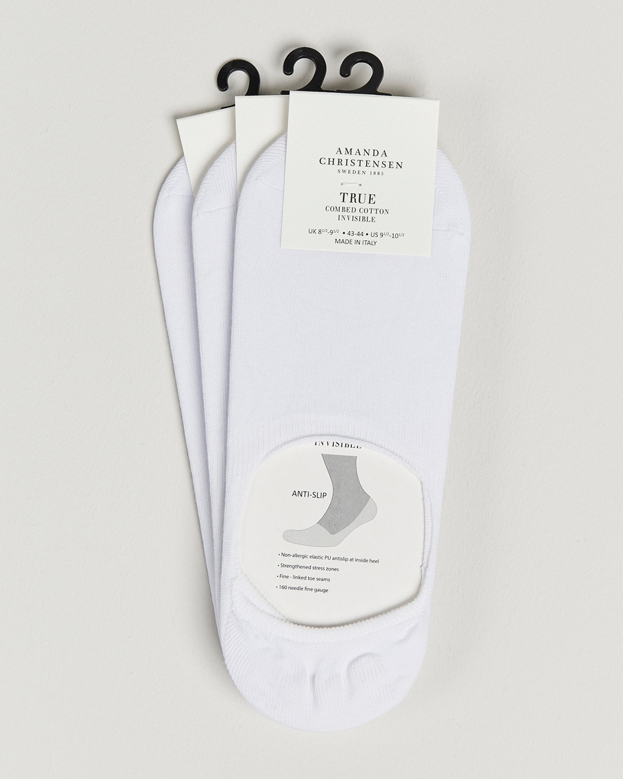 Men | Socks | Amanda Christensen | 3-Pack True Cotton Invisible Socks White