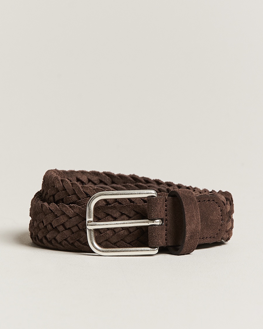 Anderson's Woven Suede Belt 3 cm Dark Brown – Brown