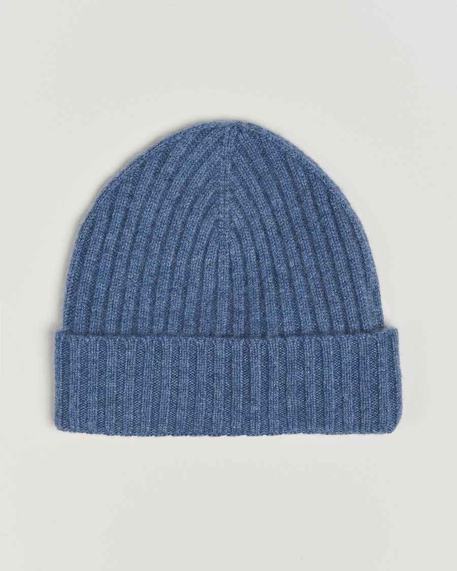 Amanda ChristensenRib Knitted Cashmere CapBlue Melange – Blue