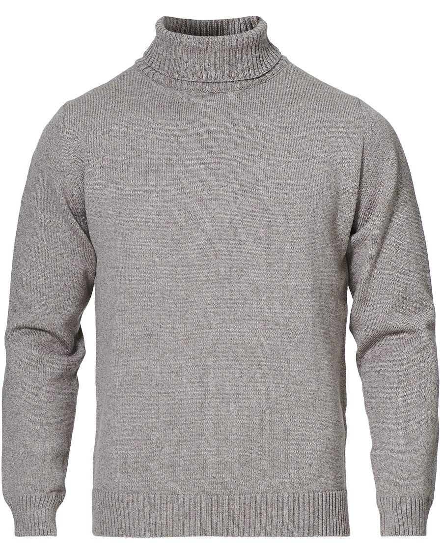 Men | Old product images | Stenströms | Heavy Knitted Merino Rollneck Beige Mouliné