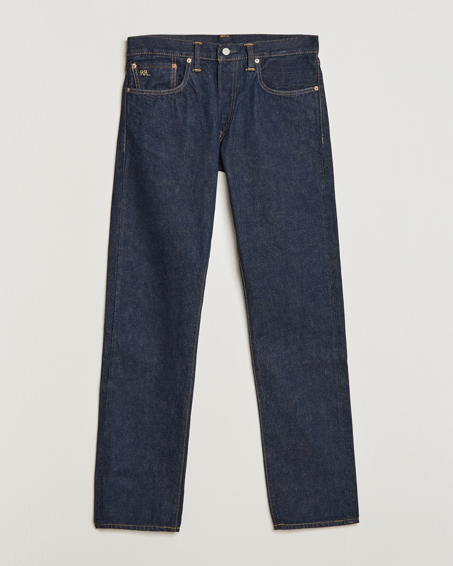 RRL Slim Fit 5-Pocket Denim Once Washed  – Blue