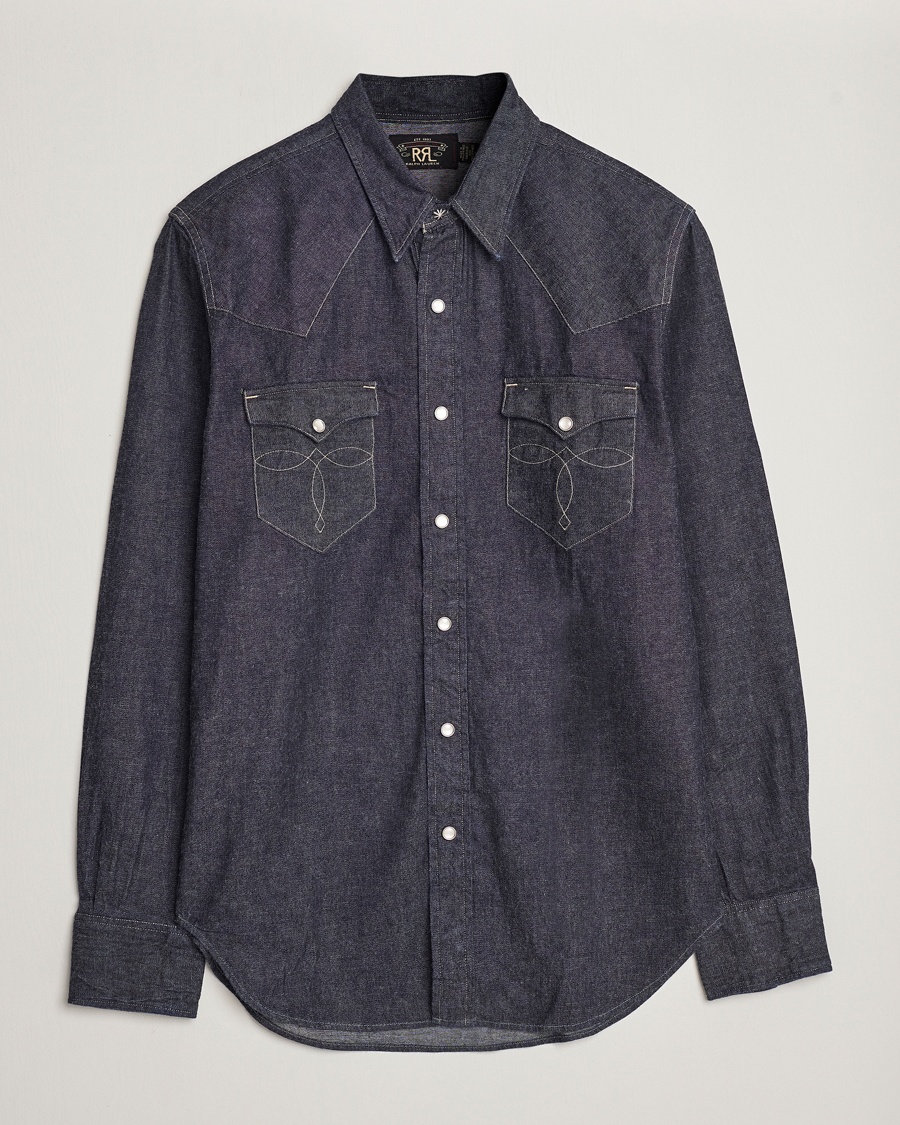 Giorgio Armani Slim Fit Denim Guru Collar Shirt Light Indigo at
