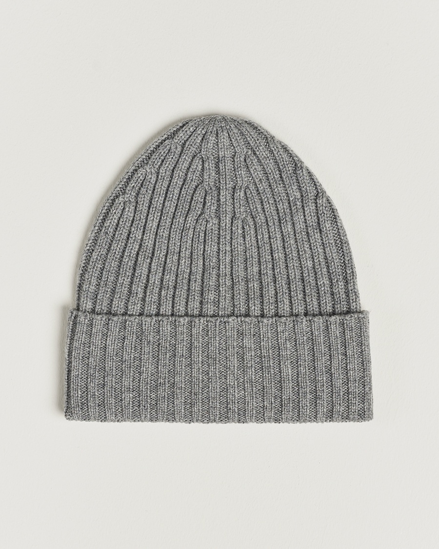 Piacenza Cashmere Ribbed Cashmere Beanie Grey Melange – Grey