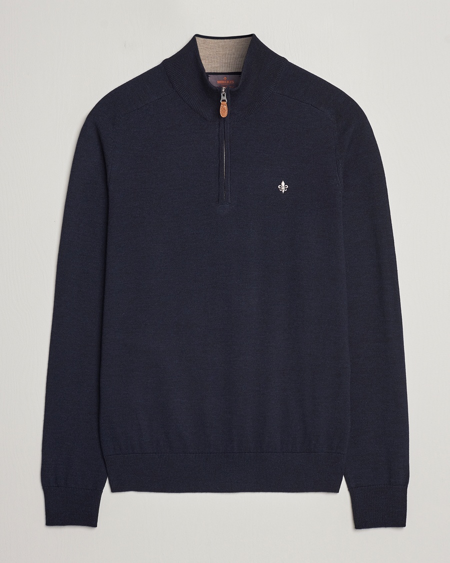 Morris John Merino Half Zip Navy – Blue