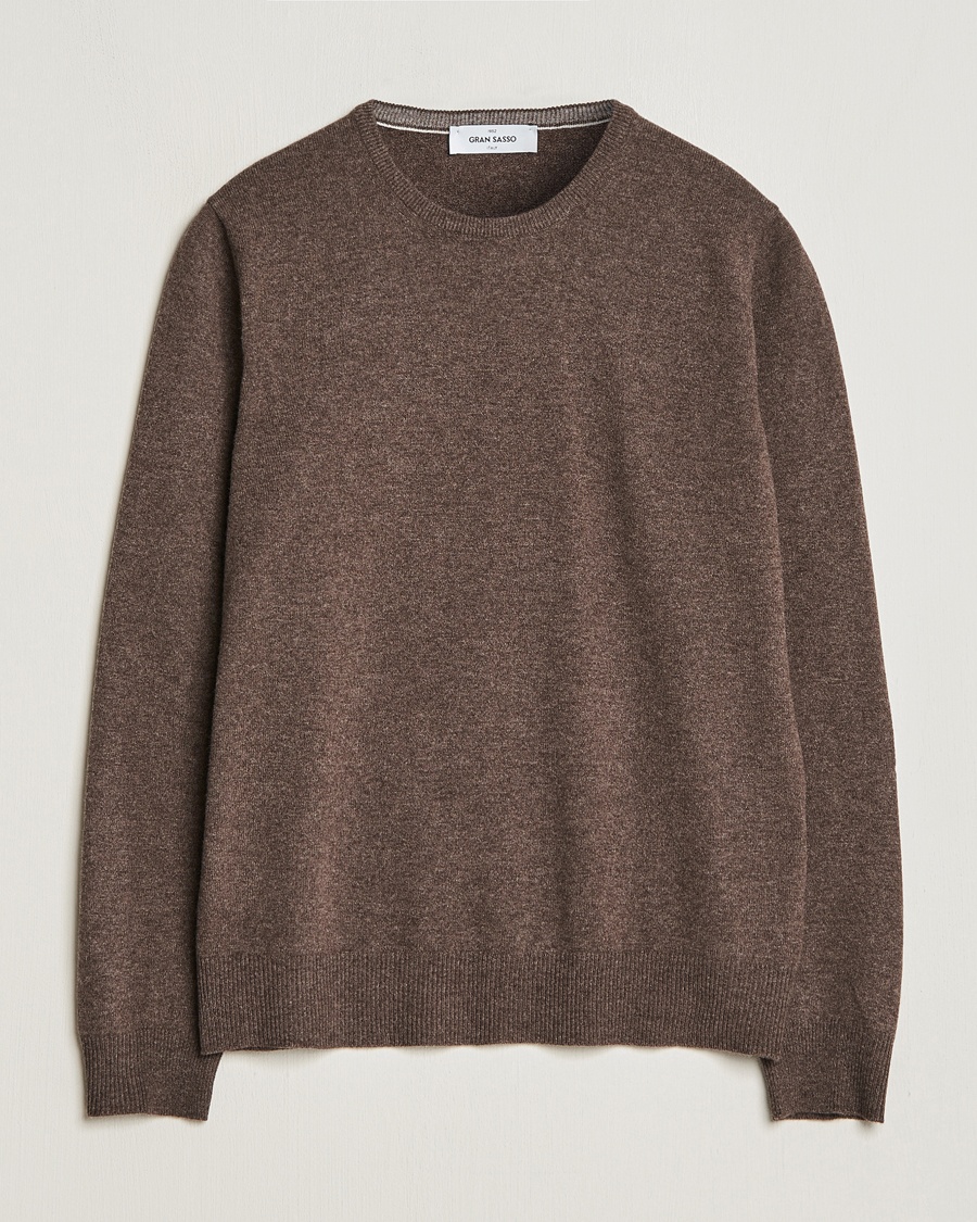 William Lockie Rob Lambswool Crewneck Mocha at CareOfCarl.com