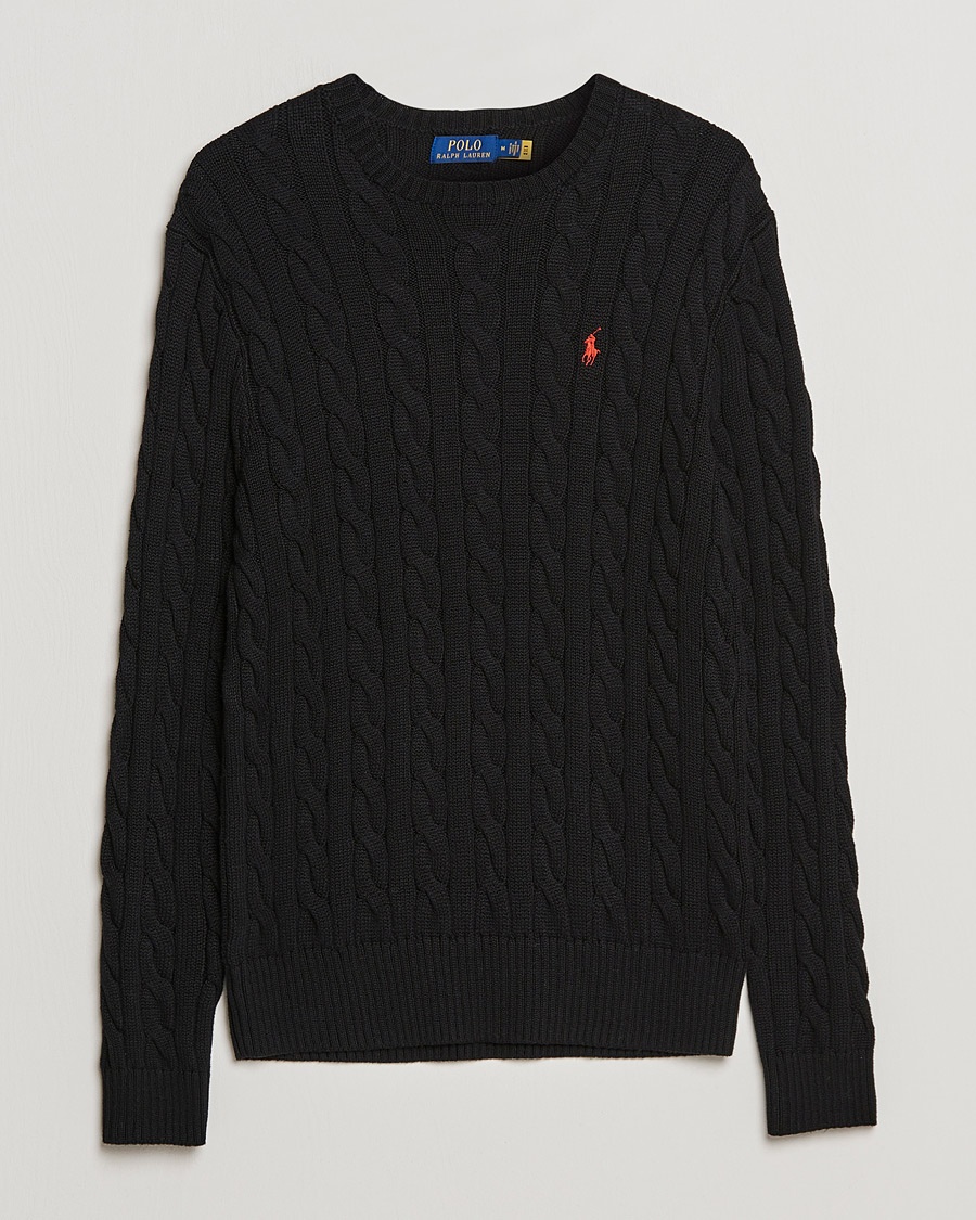 Polo Ralph Lauren Cotton Cable Pullover Polo Black – Black
