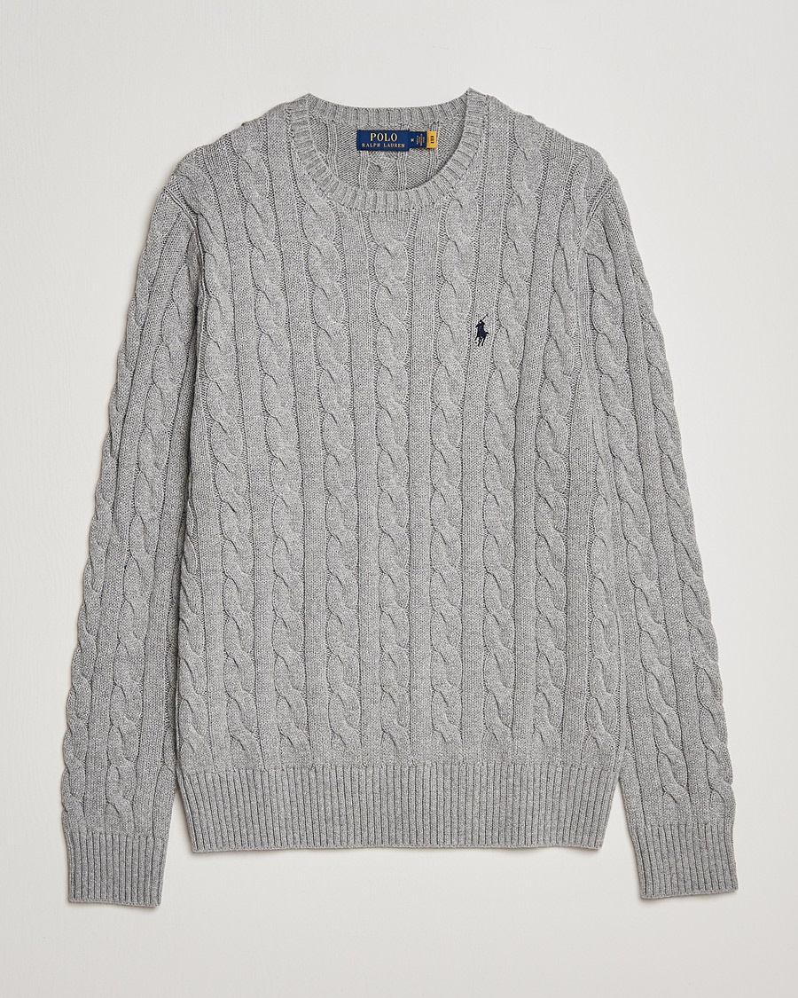 Polo Ralph Lauren Cotton Cable Pullover Fawn Grey Heather – Grey