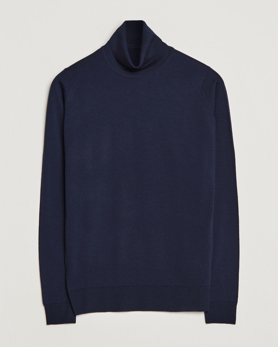 John Smedley Cherwell Extra Fine Merino Rollneck Midnight – Blue
