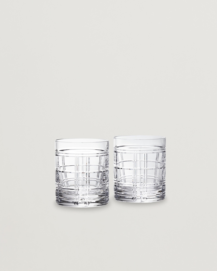 Ralph Lauren Home Hudson Plaid Crystal Glass 2pcs Clear – Transparent