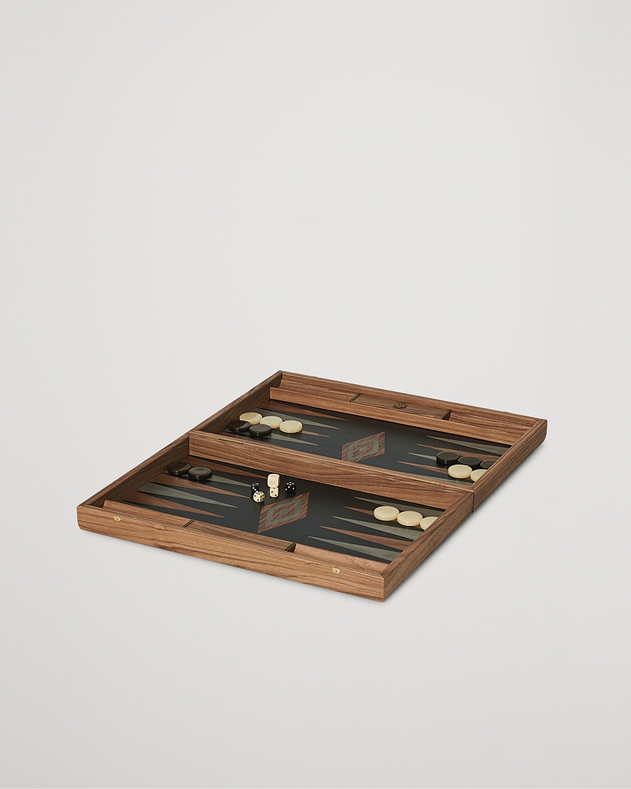 Manopoulos Walnut & Black Oak Large Backgammon – Black