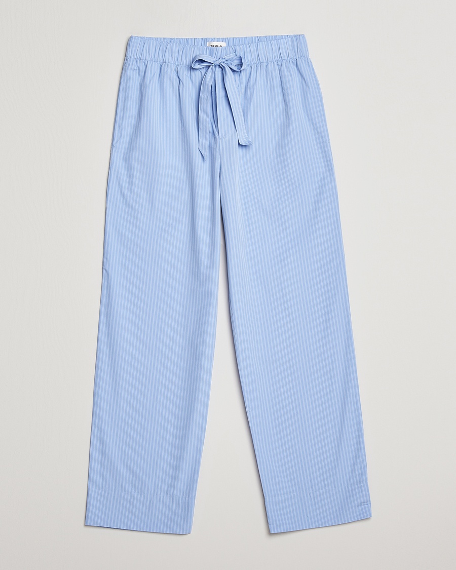 Tekla Poplin Pyjama Pants Pin Stripes – Blue