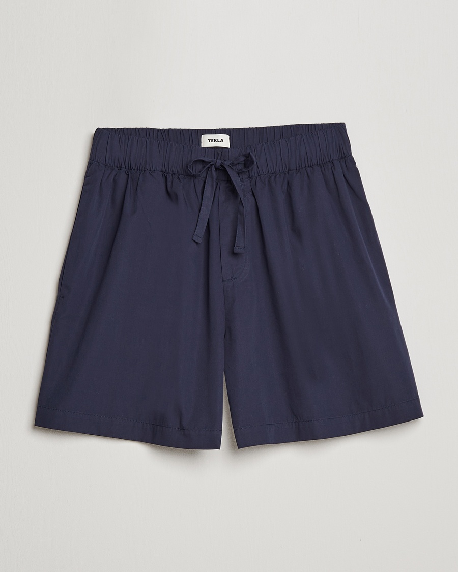 Tekla Poplin Pyjama Shorts True Navy – Blue