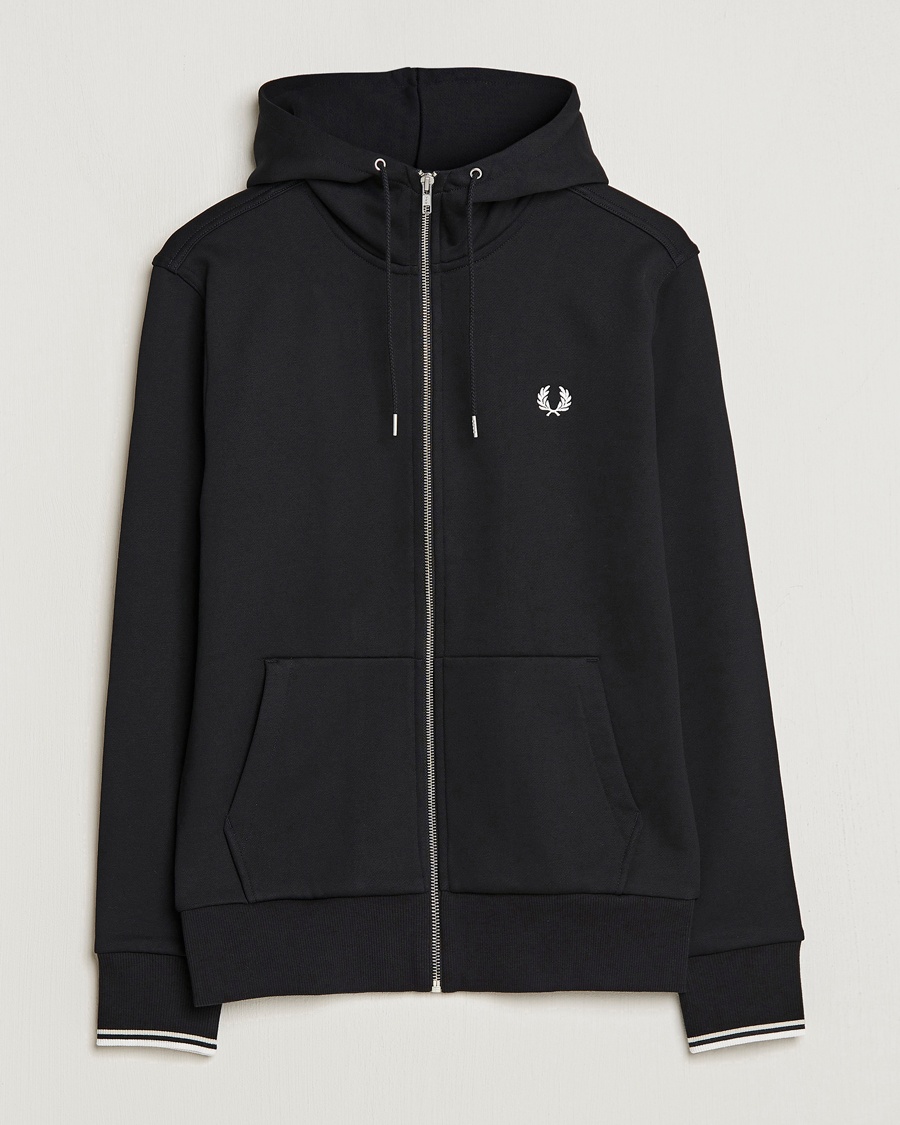 Fred Perry Full Zip Hooded Sweatshirt Black – Black