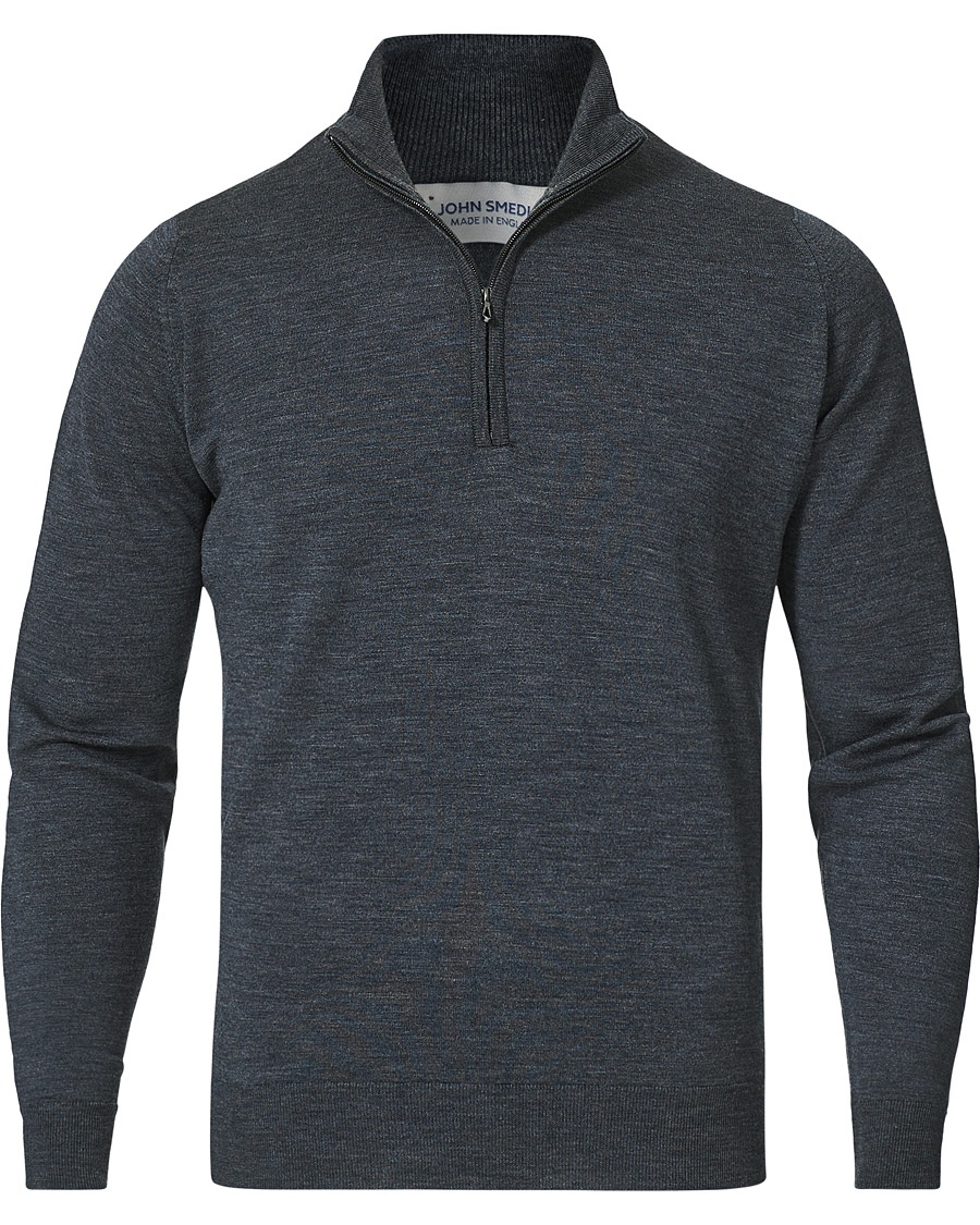 John Smedley Barrow Extra Fine Merino Half Zip Charcoal – Grey