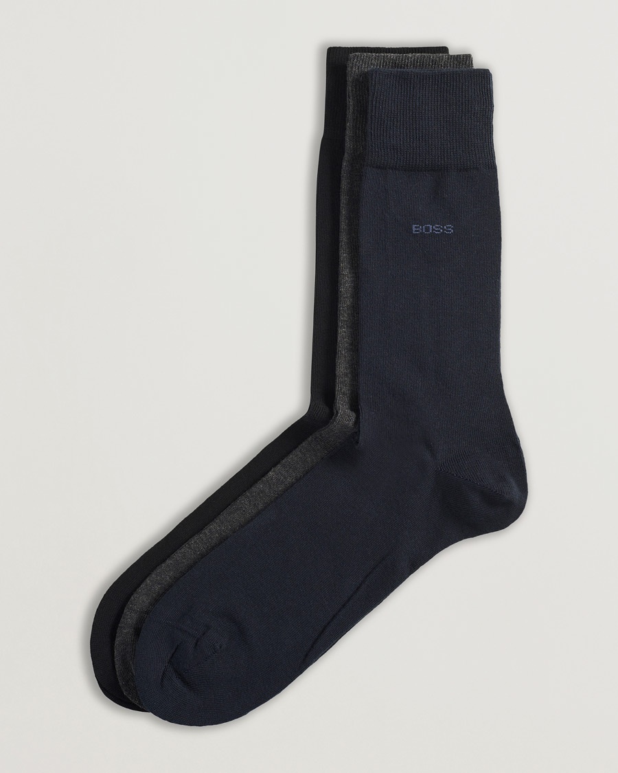 BOSS BLACK 3-Pack RS Uni Socks Navy/Black/Grey – Black