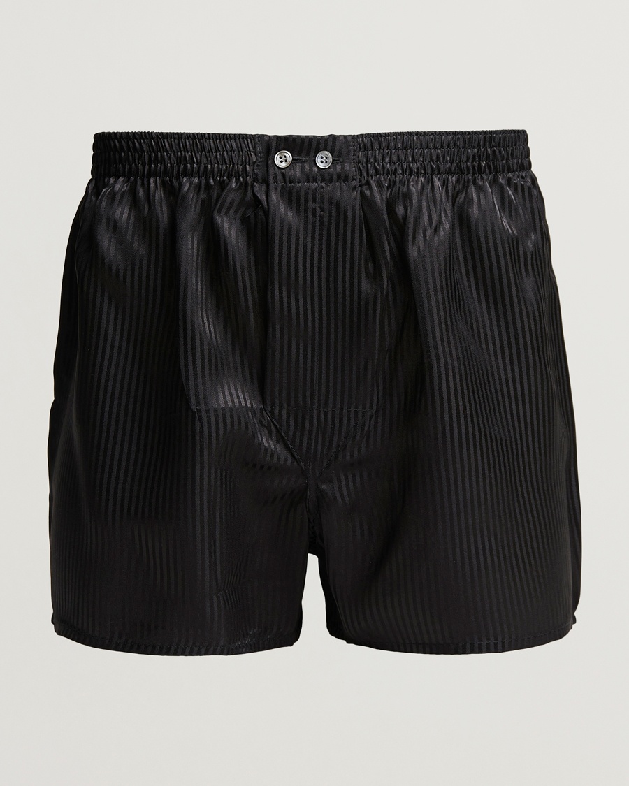 Derek Rose Classic Fit Silk Boxer Shorts Black – Black