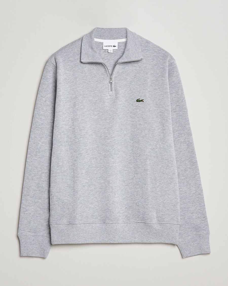 Lacoste Rib Interlock Half Zip Silver Chine – Grey
