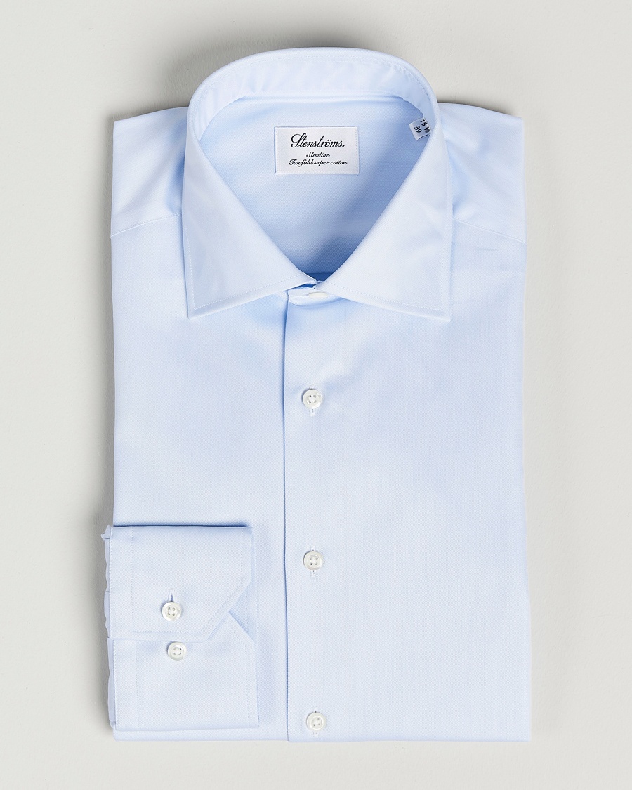 Men | | Stenströms | Slimline Cut Away Shirt Light Blue