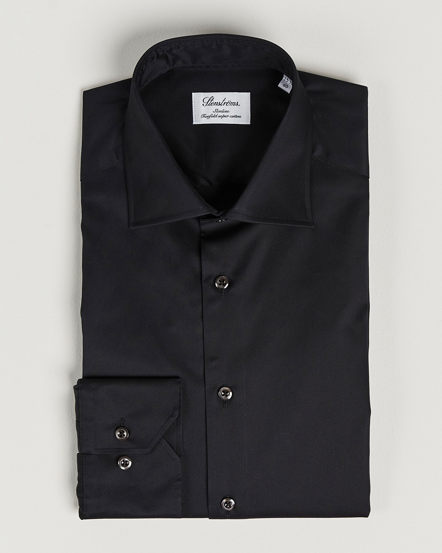 Stenströms Slimline Cut Away Shirt Black – Black