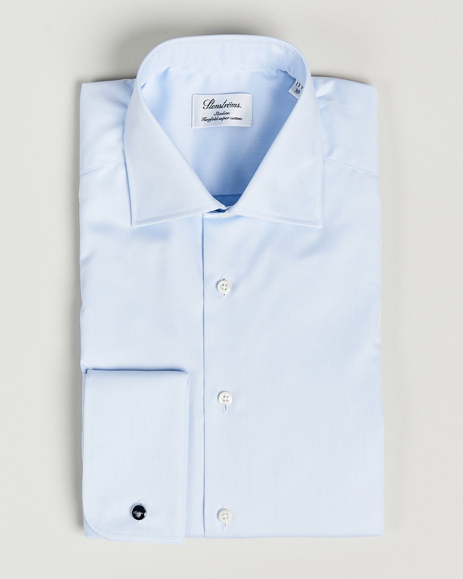 Men | | Stenströms | Slimline Double Cuff Light Blue