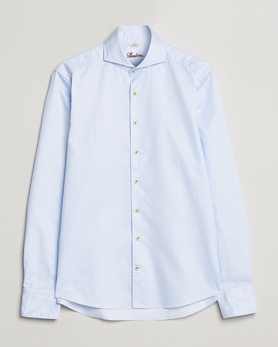 Stenströms Slimline Pinstriped Casual Shirt Light Blue – Blue