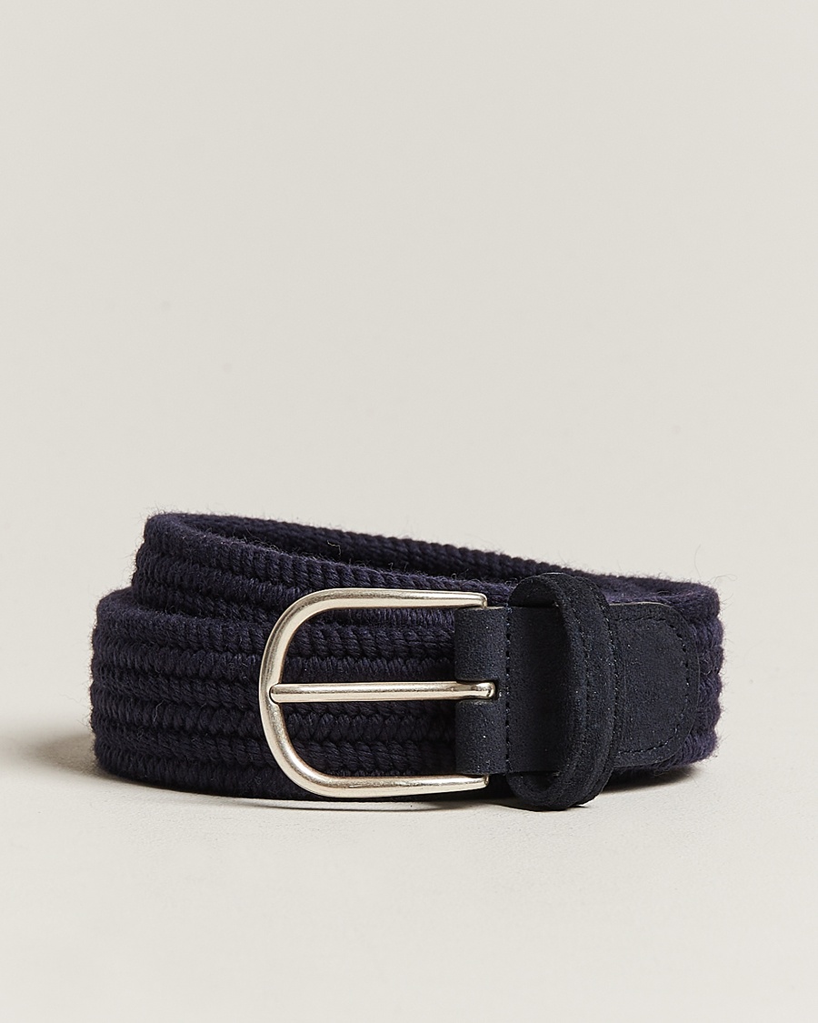 Men | Alla produkter | Anderson's | Braided Wool Belt Navy