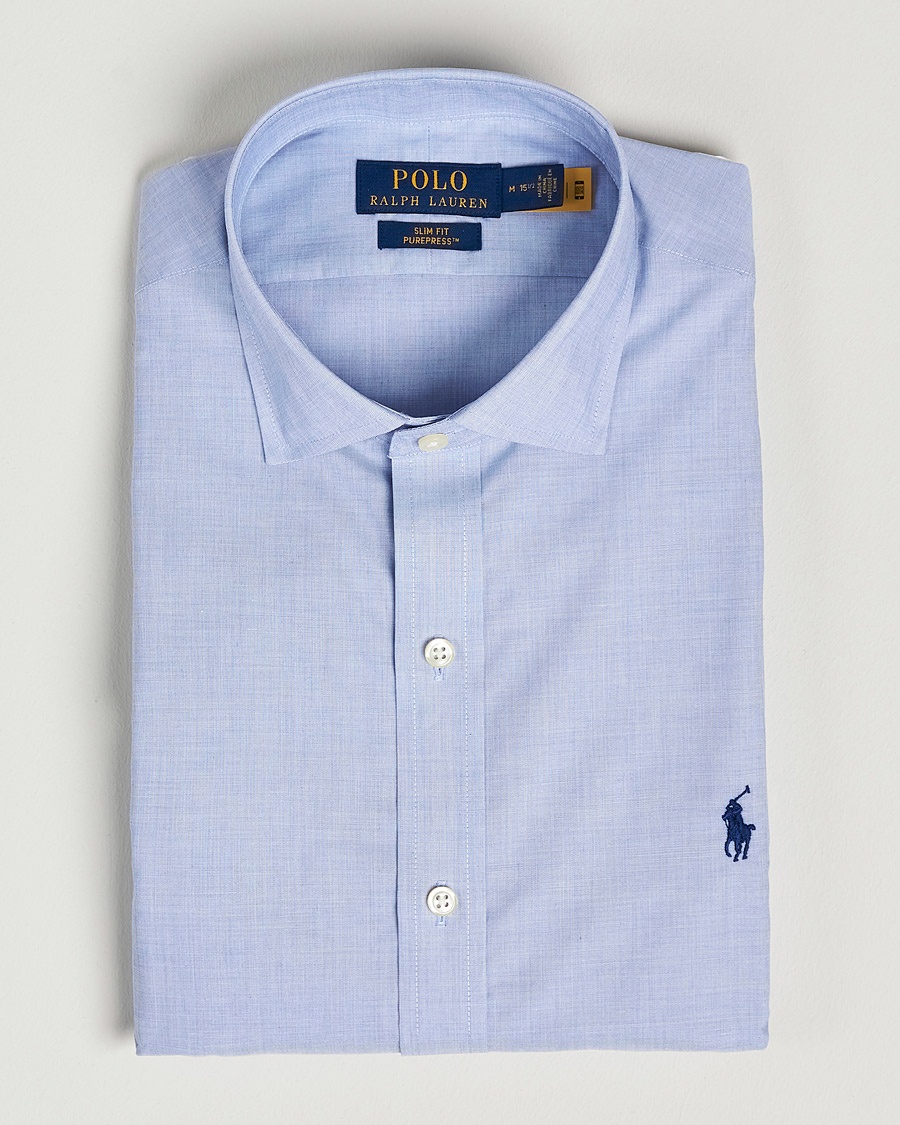 Polo Ralph Lauren Slim Fit Poplin Cut Away Dress Shirt Light Blue – Blue