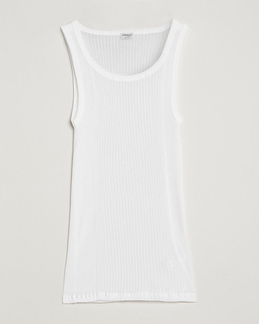 Zimmerli of Switzerland Ribbed Mercerized Cotton Tank Top White – White