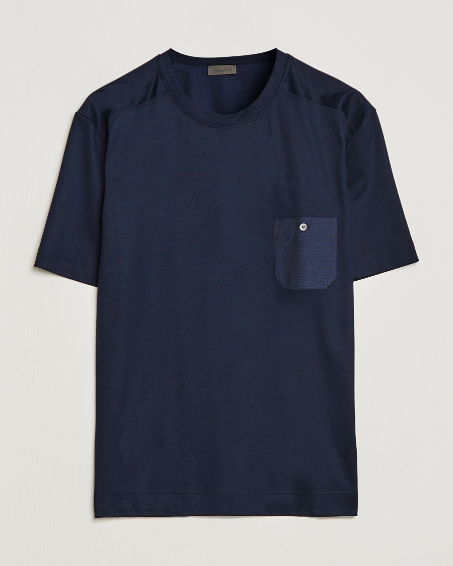 Men | Clothing | Zimmerli of Switzerland | Cotton/Modal Crew Neck Loungwear T-Shirt Midnight