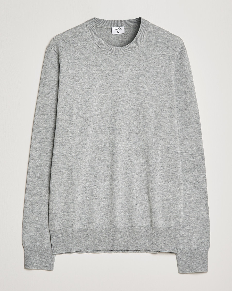 Filippa K Cotton Merino Basic Sweater Light Grey Melange – Grey