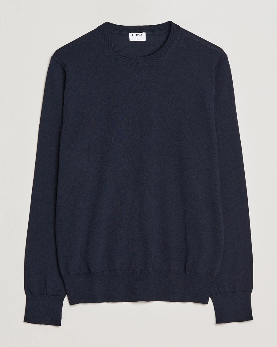 Filippa K Merino Round Neck Sweater Navy – Blue