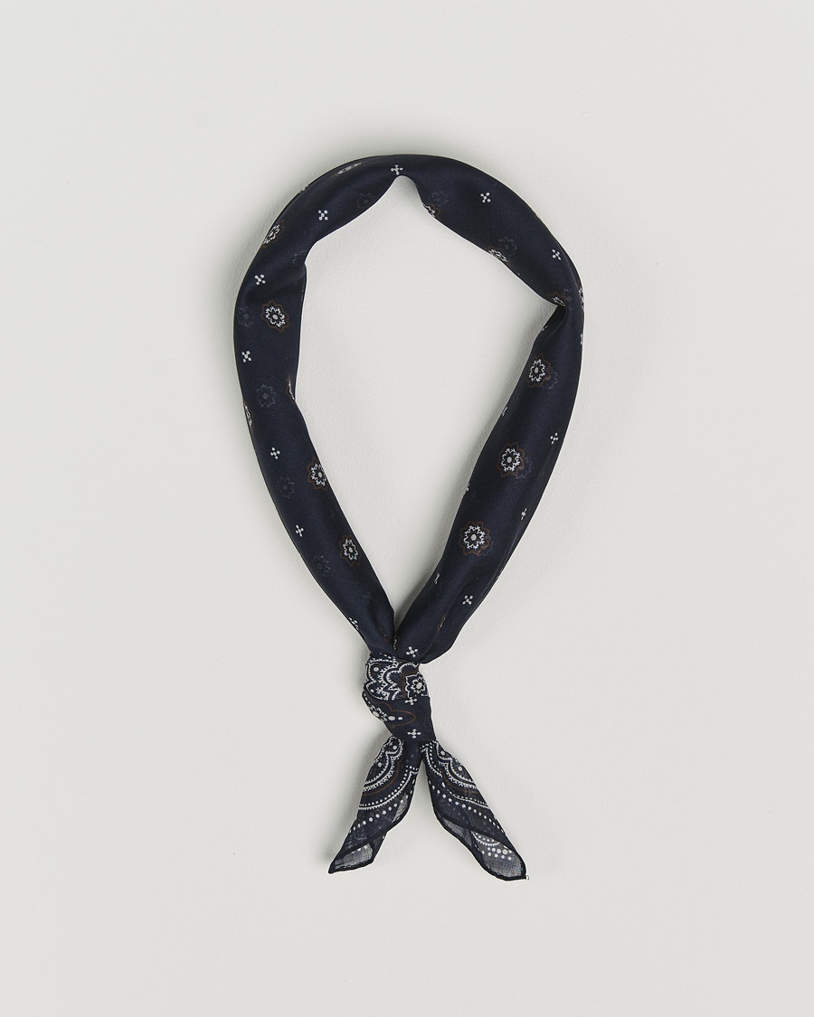 Men | Accessories | Amanda Christensen | Cotton Voilé Printed Medallion Bandana Navy