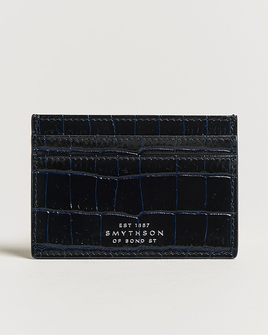 Smythson Mara Flat Cardholder Navy – Blue