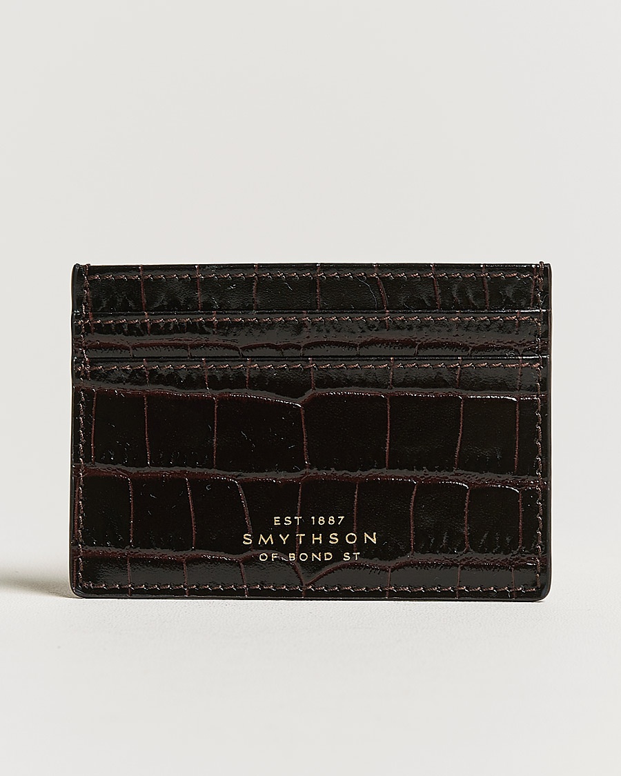 Smythson Mara Flat Cardholder Dark Brown – Brown