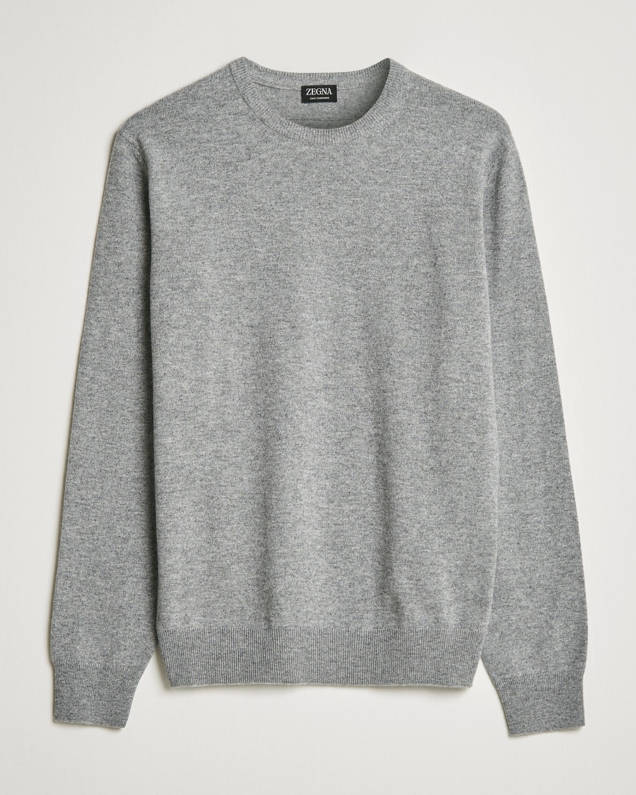 Zegna Oasi Cashmere Crew Neck Grey Melange