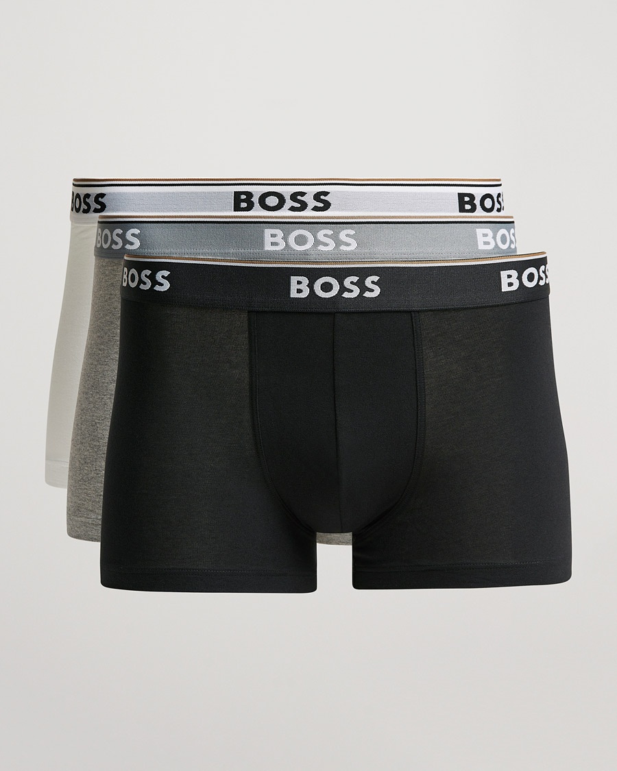 BOSS BLACK 3-Pack Trunk Boxer Shorts White/Grey/Black – Black