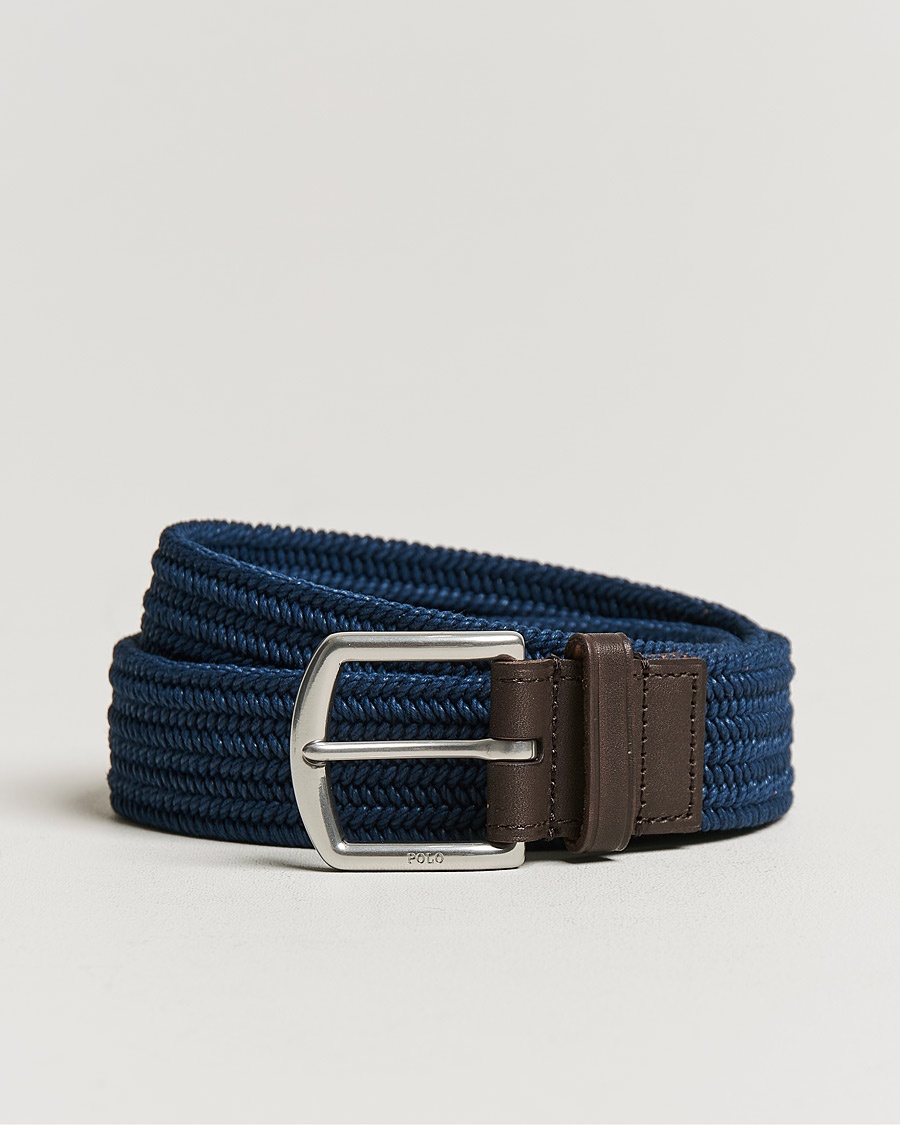 Men | World of Ralph Lauren | Polo Ralph Lauren | Braided Cotton Elastic Belt Navy