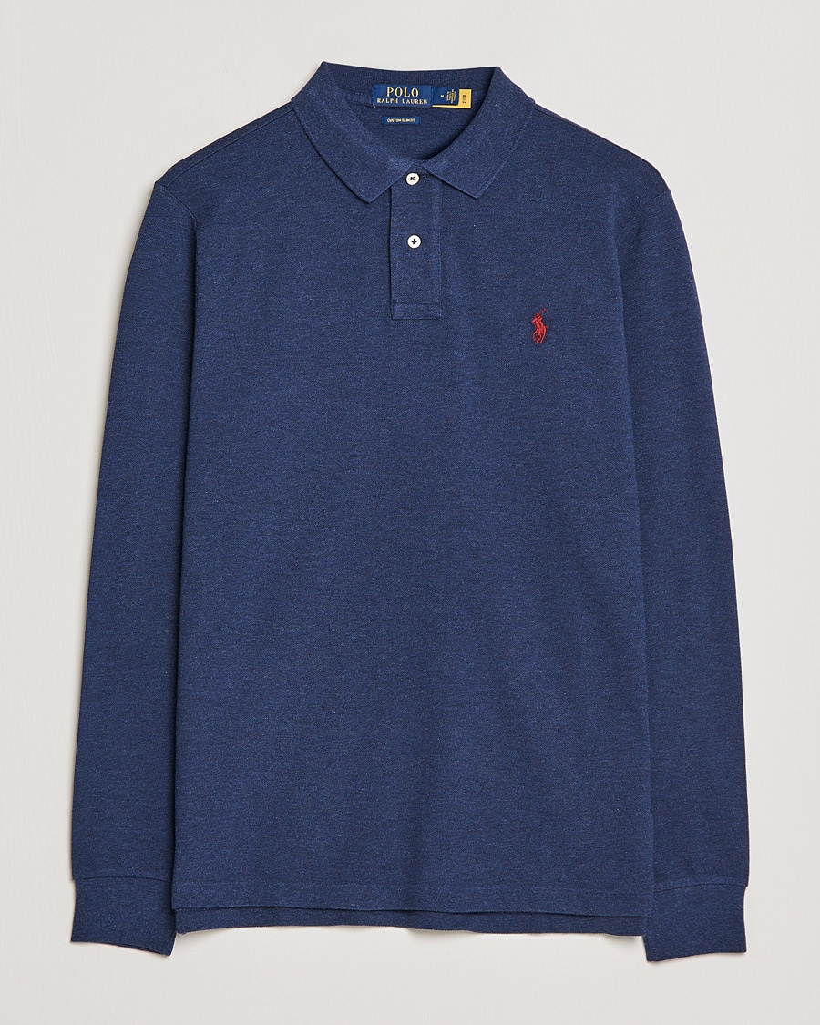 Men | Polo Shirts | Polo Ralph Lauren | Custom Slim Fit Long Sleeve Polo Spring Navy Heather