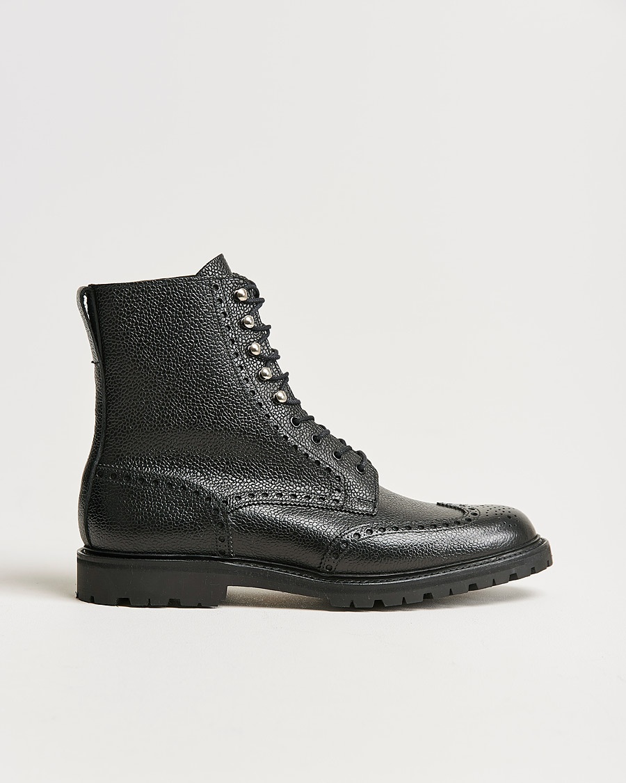 Men | Crockett & Jones | Crockett & Jones | Islay Scotch Grain Vibram Boot Black Calf