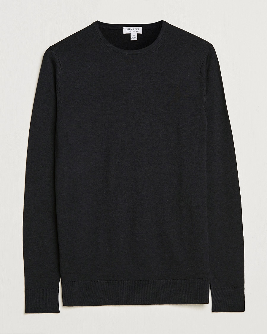 Sunspel Crew Neck Jumper Black – Black