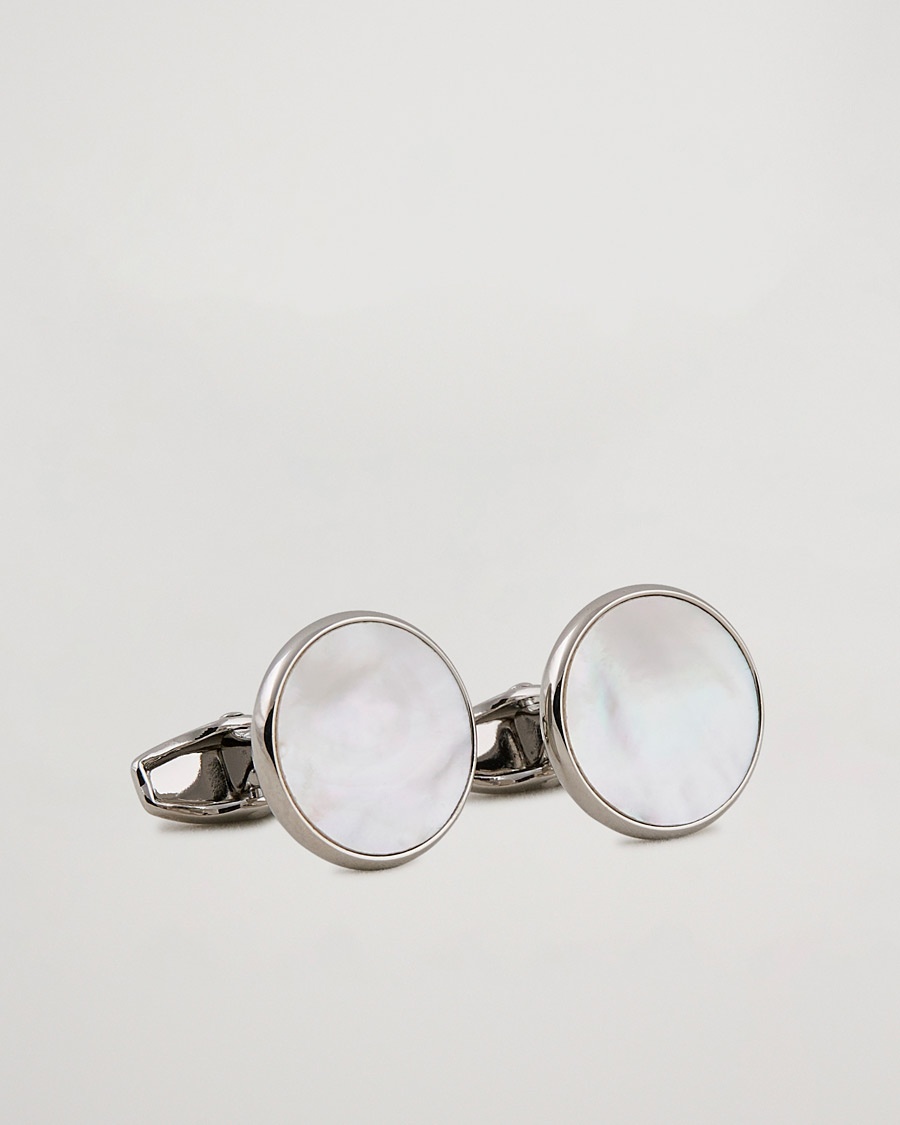 Amanda Christensen Cufflink & Shirt Studs Set White/Silver – Silver