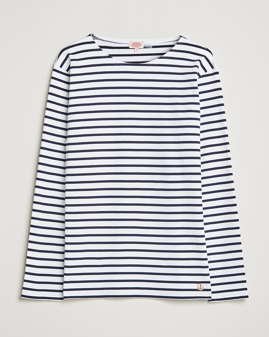 Men | Long Sleeve T-shirts | Armor-lux | Houat Héritage Stripe Long Sleeve T-Shirt White/Navy